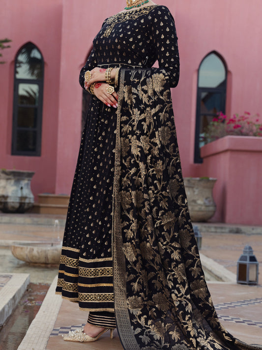 Black Golden Booti 3Pc Formal Stitched - AL-3PS-LS-404
