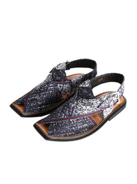 Blue & White Peshawari Chappal - MFW-FB-039