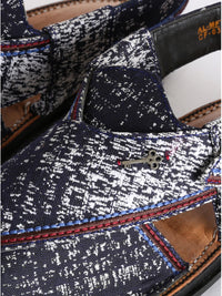 Blue & White Peshawari Chappal - MFW-FB-039