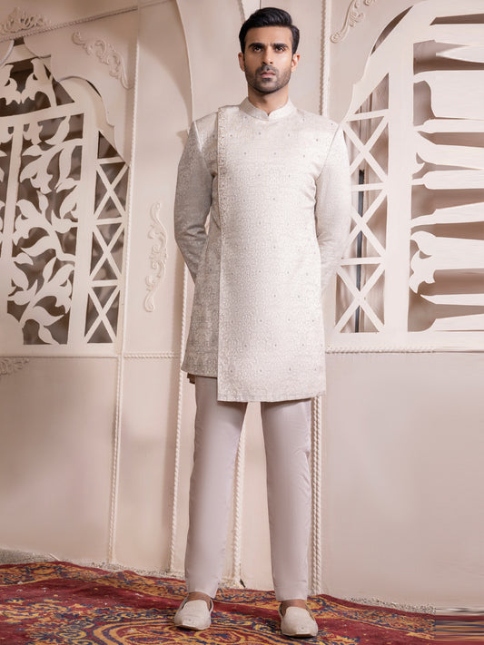 Silver Blended Men Sherwani - AL-SW-123