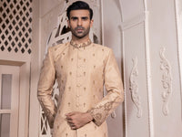 Beige Blended Men Sherwani - AL-SW-126