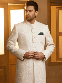 Cream Blended Sherwani - AL-SW-141