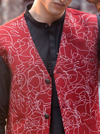 Maroon Blended Waistcoat - AL-WC-413