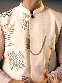 Off White Blended Waistcoat - AL-WC-415