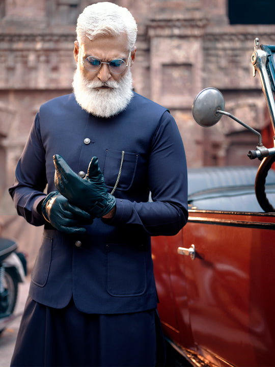 Navy Blue Taflon Rayon Waistcoat - AL-WC-462