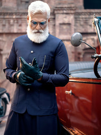 Navy Blue Taflon Rayon Waistcoat - AL-WC-462