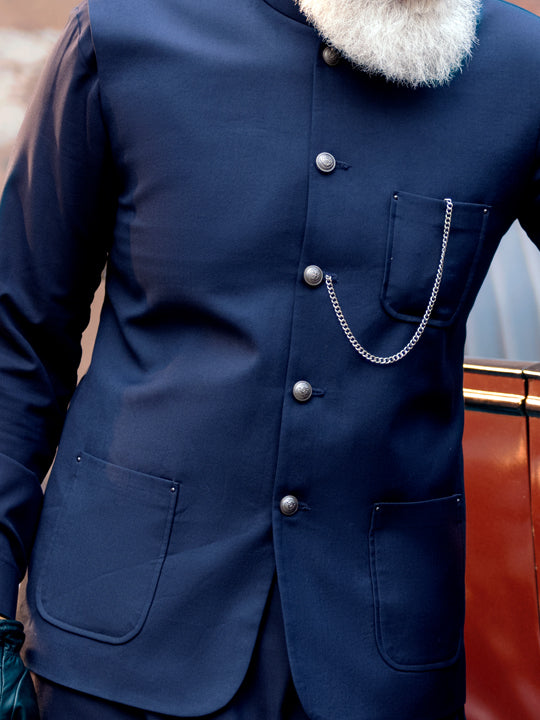 Navy Blue Taflon Rayon Waistcoat - AL-WC-462